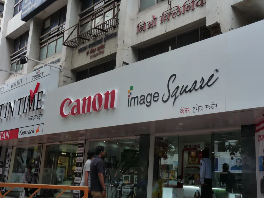 Canon Image Square fascia in Pune, a finished modern shop sign.